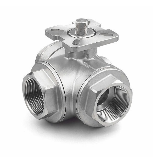 3Way Stainless Steel Ball Valve with Mounting Pad