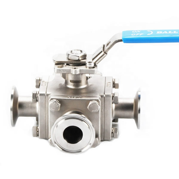 CE 2 inch full port 3 way ball valve sanitary ss304 tri clamp for food