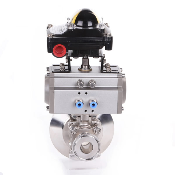 SS 304 3pc Clamp Pneumatic Actuator Tank Bottom Ball Valve 1